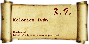 Kolonics Iván névjegykártya
