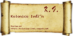 Kolonics Iván névjegykártya
